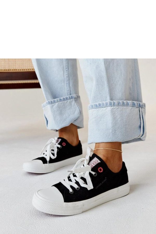 Black Sneakers in Women`s Athletic Shoes, Trainers, Sneakers with Fabric and Heel Height