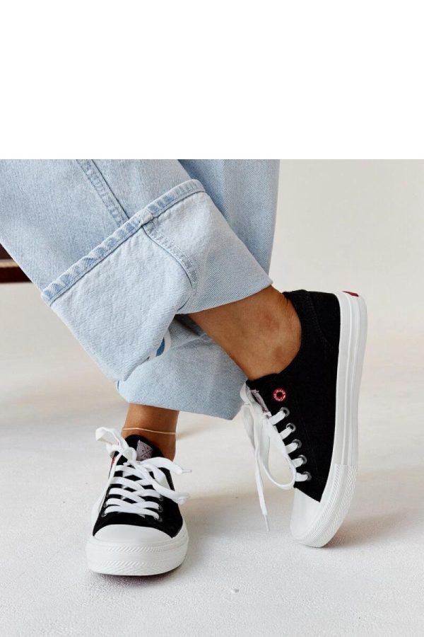 Black Sneakers in Women`s Athletic Shoes, Trainers, Sneakers with Fabric and Heel Height