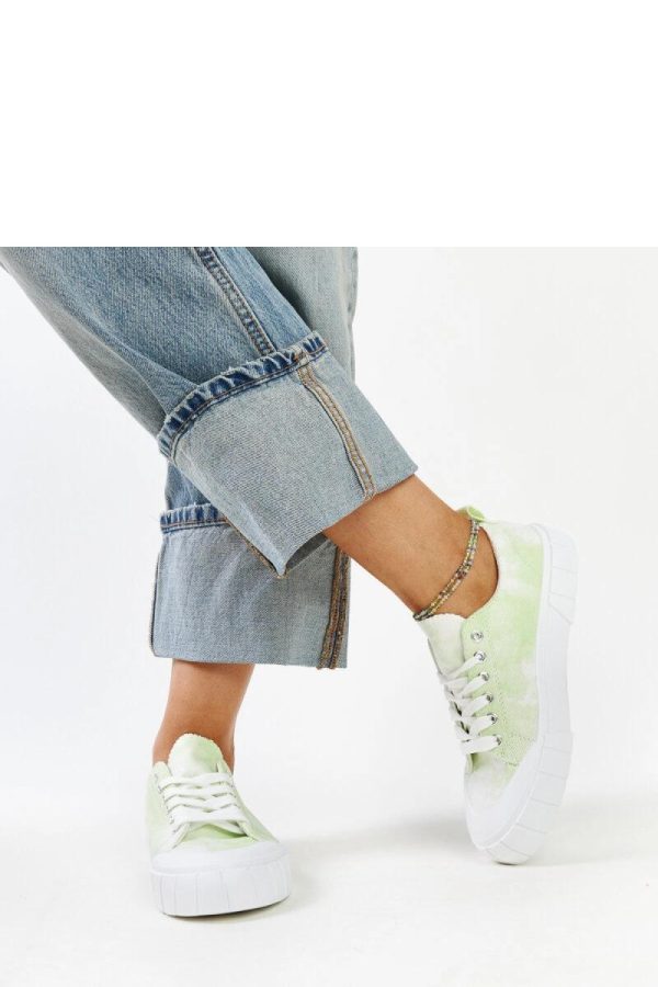 Green Sneakers in Women`s Athletic Shoes, Trainers, Sneakers with Fabric and Heel Height