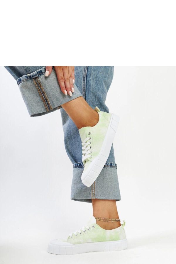 Green Sneakers in Women`s Athletic Shoes, Trainers, Sneakers with Fabric and Heel Height