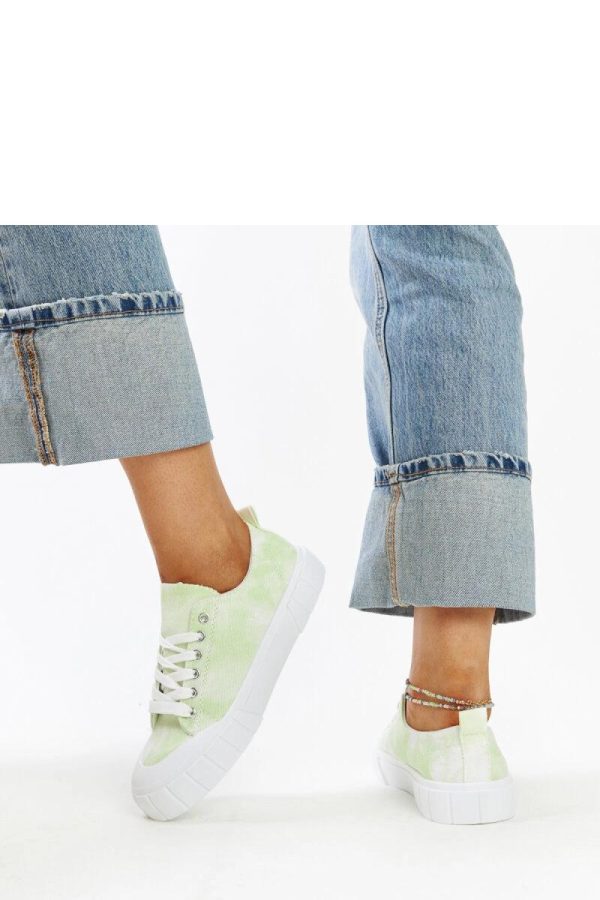 Green Sneakers in Women`s Athletic Shoes, Trainers, Sneakers with Fabric and Heel Height