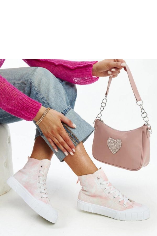 Pink Sneakers in Women`s Athletic Shoes, Trainers, Sneakers with Fabric and Heel Height