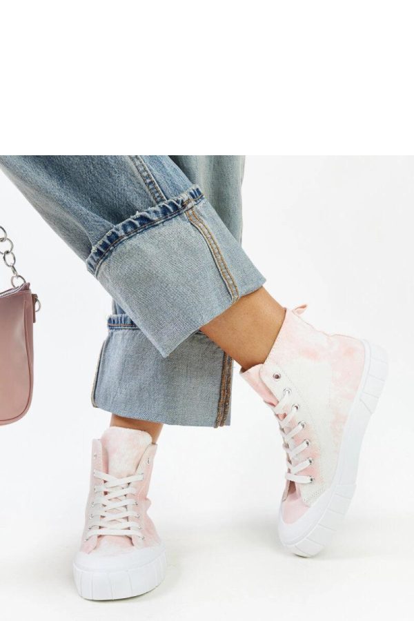 Pink Sneakers in Women`s Athletic Shoes, Trainers, Sneakers with Fabric and Heel Height