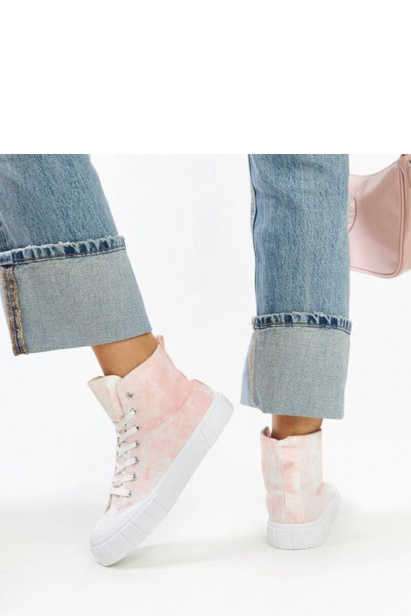 Pink Sneakers in Women`s Athletic Shoes, Trainers, Sneakers with Fabric and Heel Height