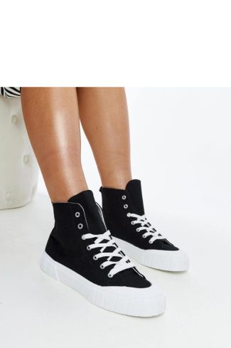 1060805 Black Sneakers in Women`s Athletic Shoes, Trainers, Sneakers with Fabric and Heel Height