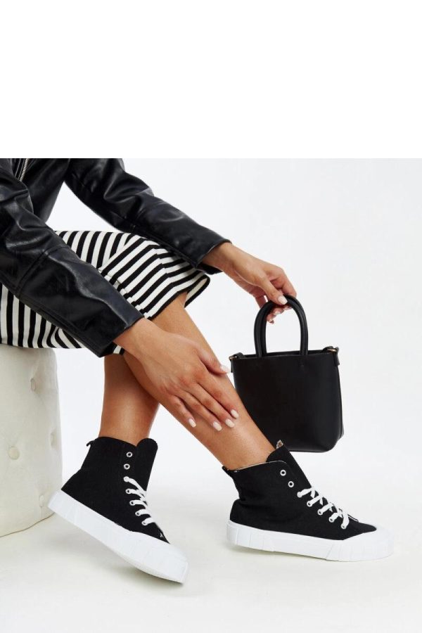 Black Sneakers in Women`s Athletic Shoes, Trainers, Sneakers with Fabric and Heel Height