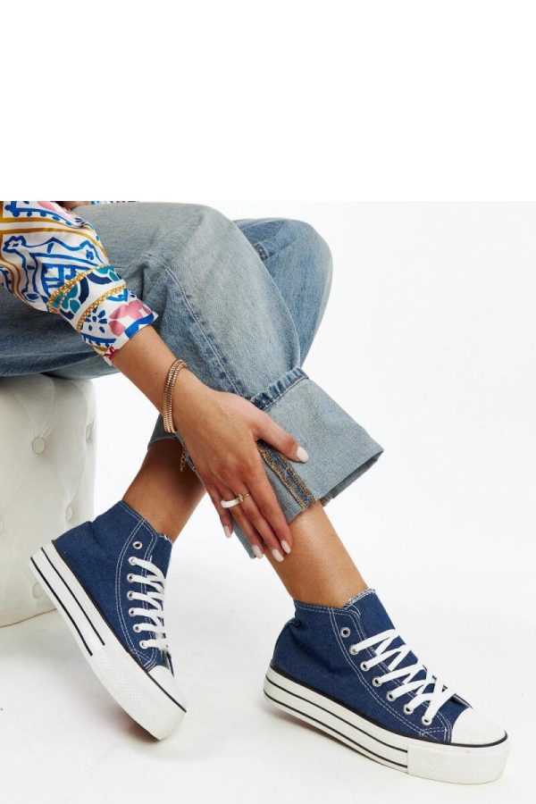 Blue Sneakers in Women`s Athletic Shoes, Trainers, Sneakers with Fabric and Heel Height