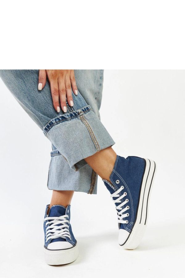 Blue Sneakers in Women`s Athletic Shoes, Trainers, Sneakers with Fabric and Heel Height