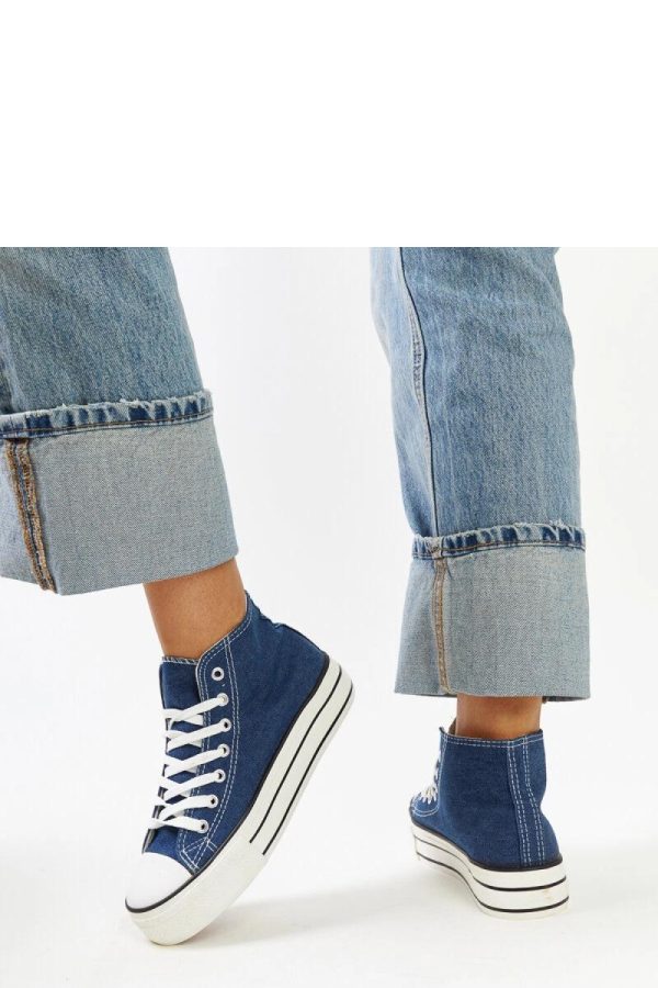 Blue Sneakers in Women`s Athletic Shoes, Trainers, Sneakers with Fabric and Heel Height