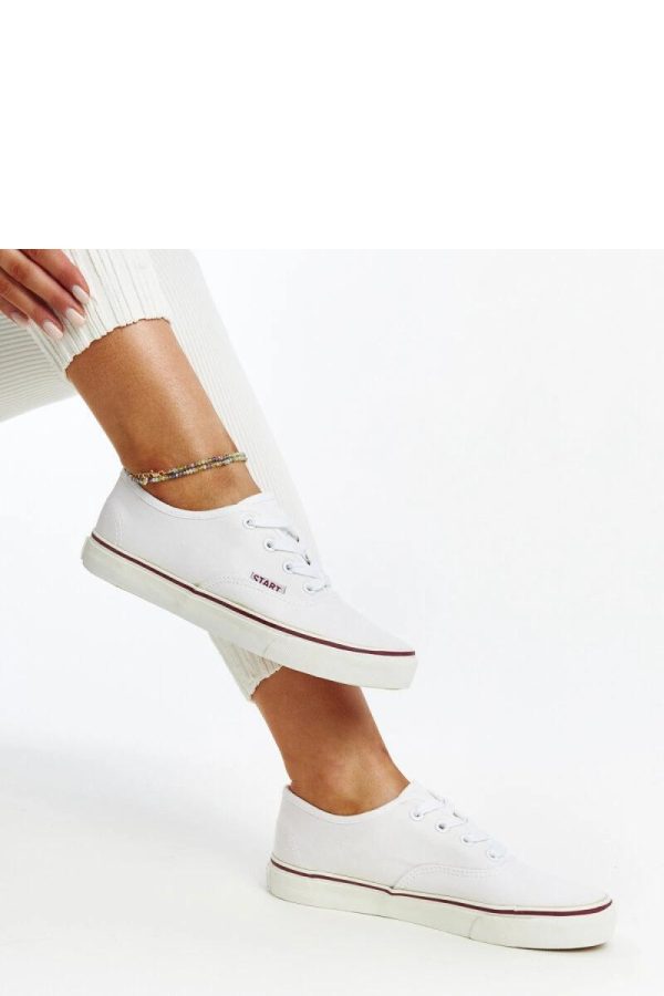White Sneakers in Women`s Athletic Shoes, Trainers, Sneakers with Fabric and Heel Height