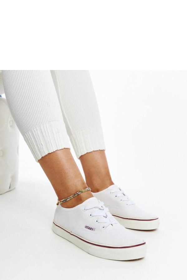 White Sneakers in Women`s Athletic Shoes, Trainers, Sneakers with Fabric and Heel Height