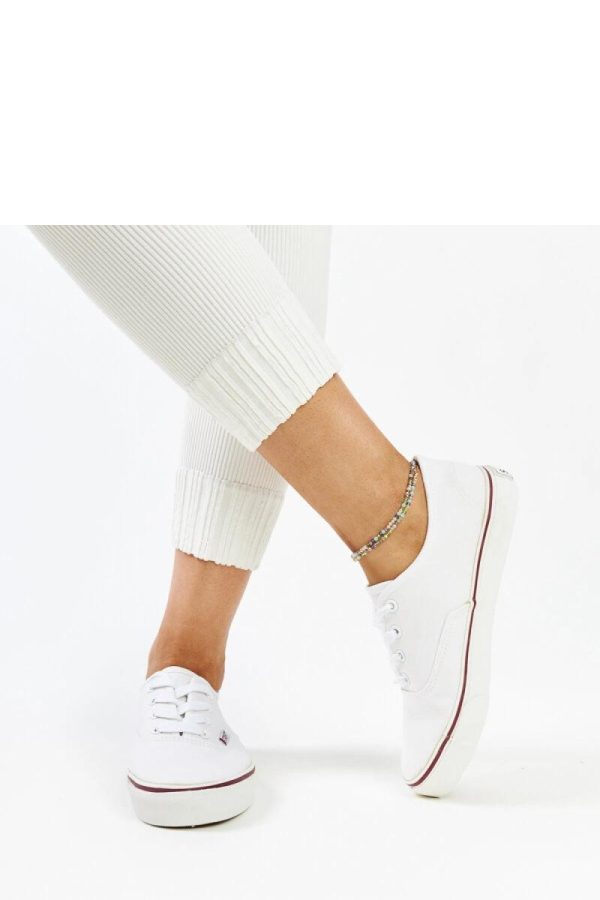 White Sneakers in Women`s Athletic Shoes, Trainers, Sneakers with Fabric and Heel Height