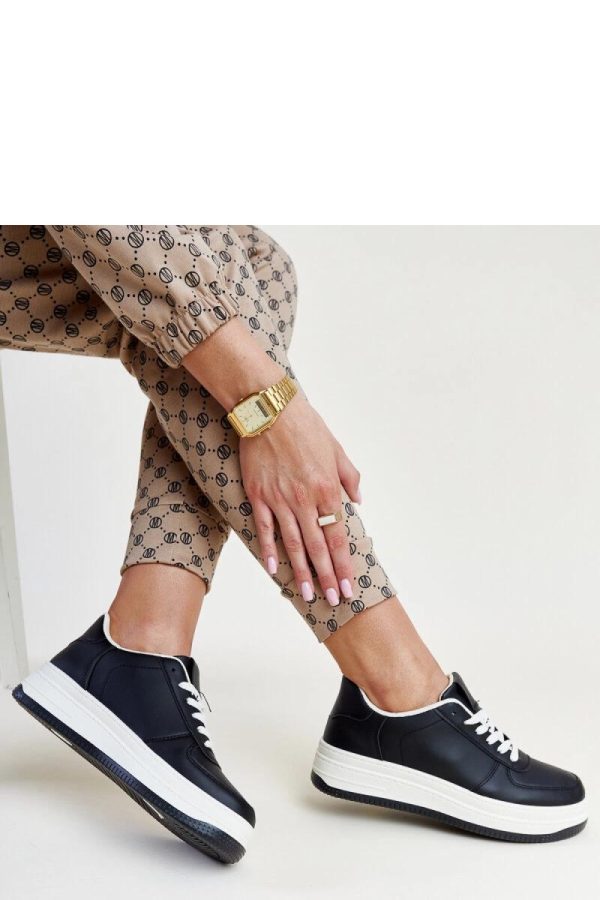 Black Platform Sneakers in Women`s Athletic Shoes, Trainers, Sneakers with Fabric and Heel Height