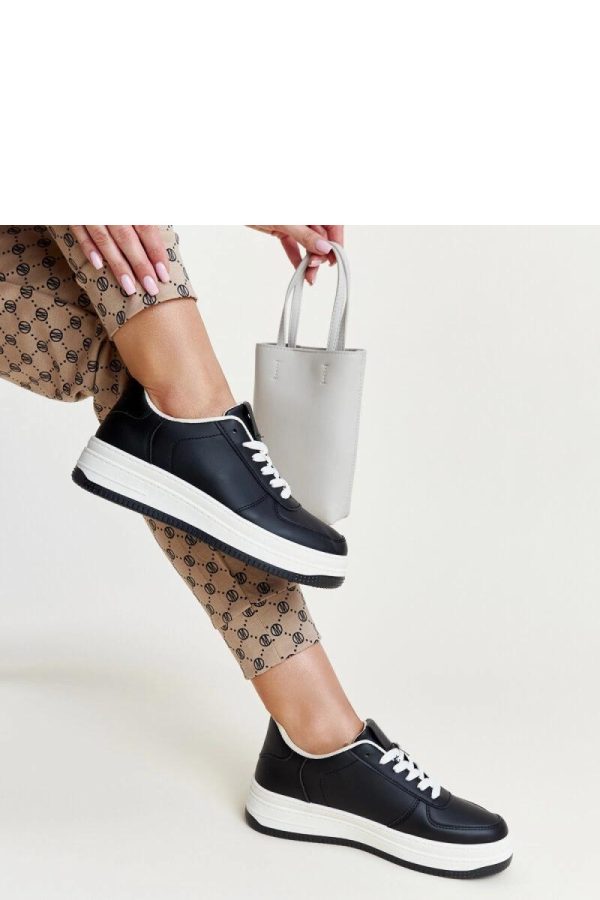 Black Platform Sneakers in Women`s Athletic Shoes, Trainers, Sneakers with Fabric and Heel Height