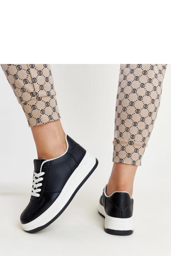 Black Platform Sneakers in Women`s Athletic Shoes, Trainers, Sneakers with Fabric and Heel Height