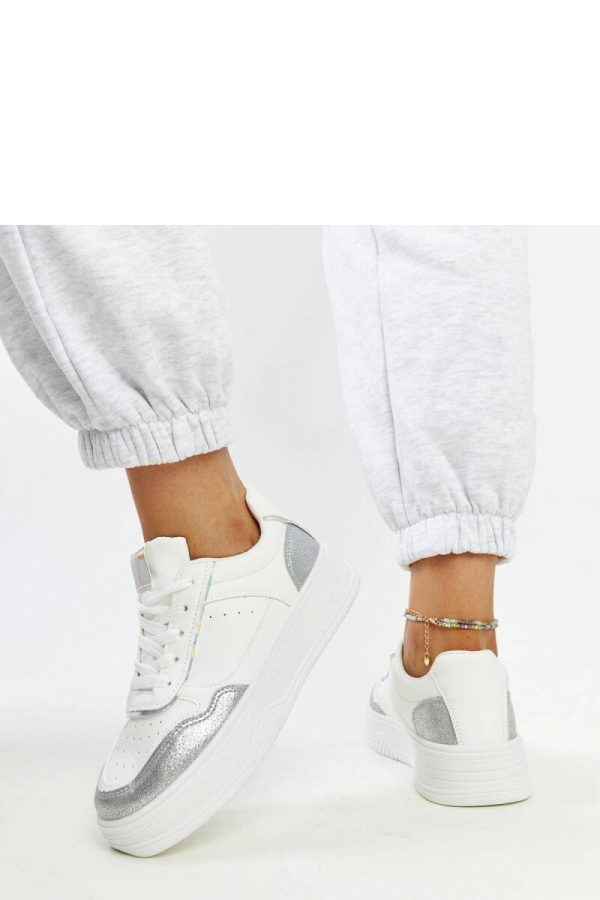 White Sport Shoes in Women`s Athletic Shoes, Trainers, Sneakers with Fabric and Heel Height