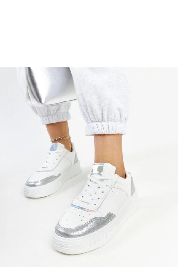 White Sport Shoes in Women`s Athletic Shoes, Trainers, Sneakers with Fabric and Heel Height