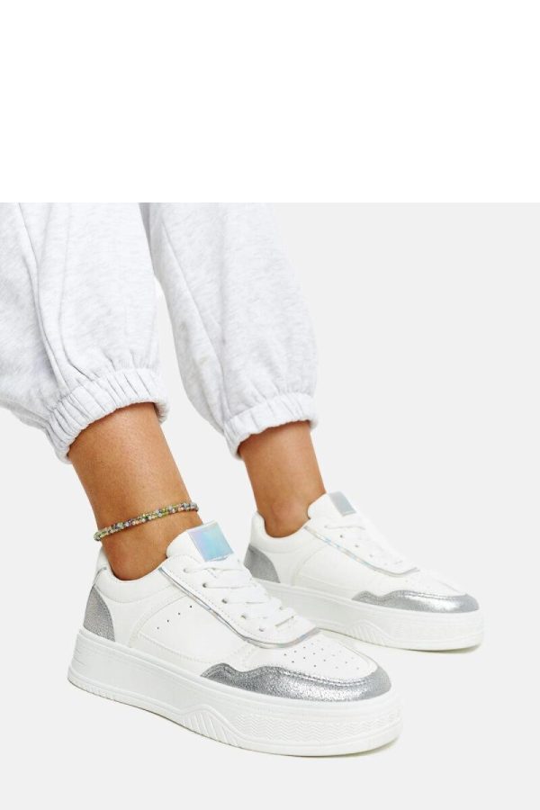 White Sport Shoes in Women`s Athletic Shoes, Trainers, Sneakers with Fabric and Heel Height