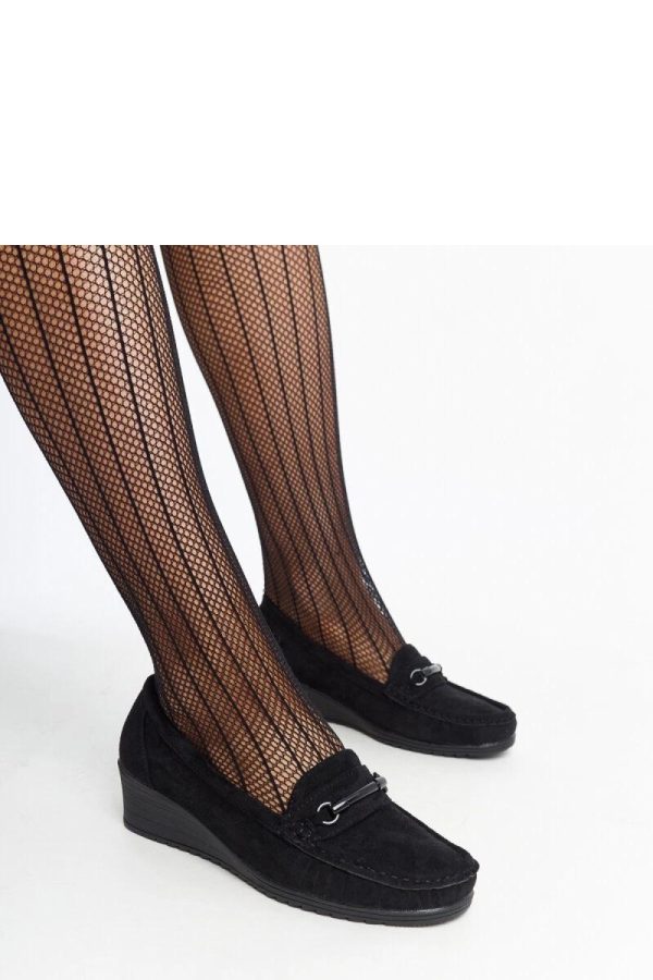 Black Mocassin.Fabric and Heel Height