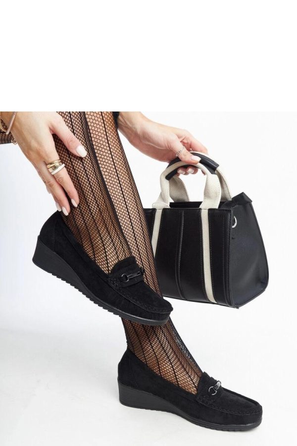 Black Mocassin.Fabric and Heel Height