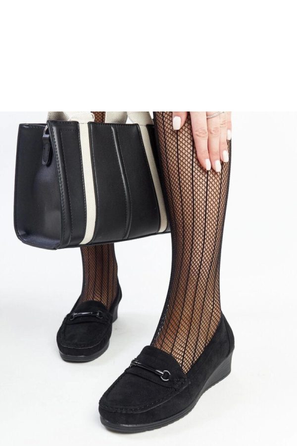 Black Mocassin.Fabric and Heel Height