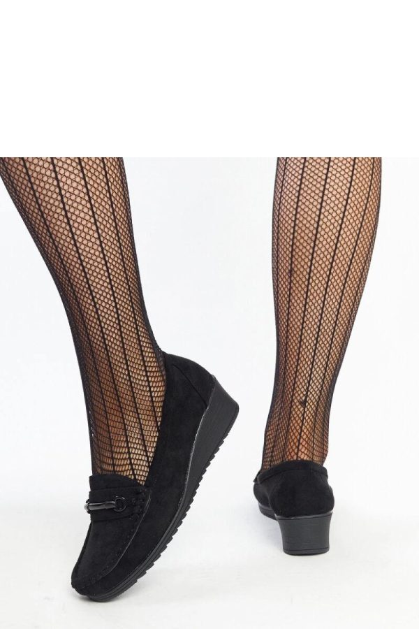 Black Mocassin.Fabric and Heel Height