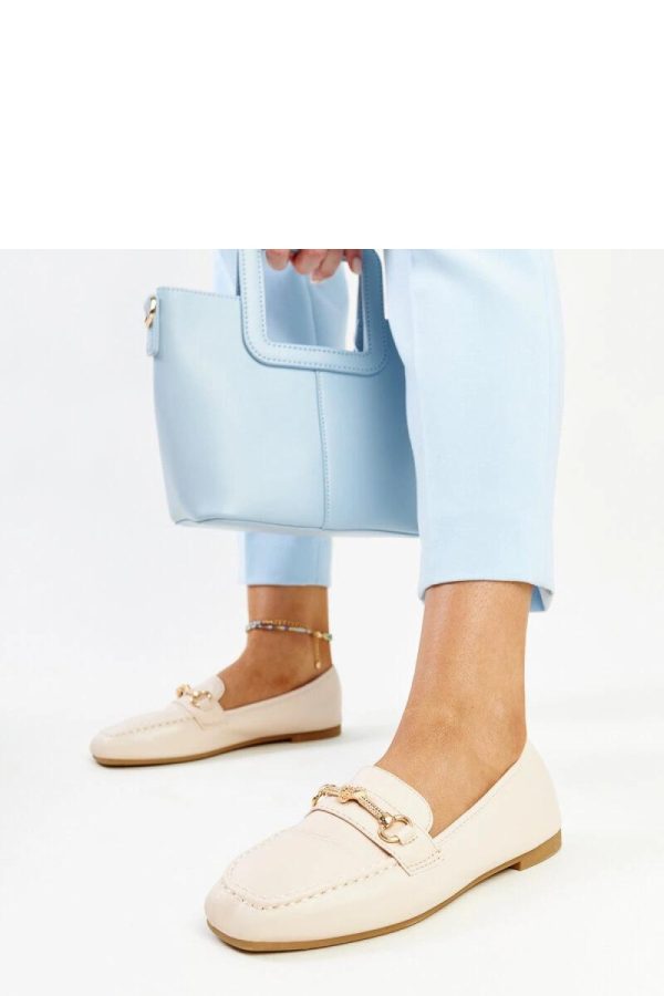 Beige Mocassin in Moccasins, Loafers with Fabric and Heel Height