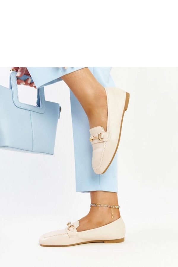 Beige Mocassin in Moccasins, Loafers with Fabric and Heel Height