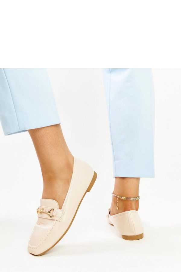 Beige Mocassin in Moccasins, Loafers with Fabric and Heel Height