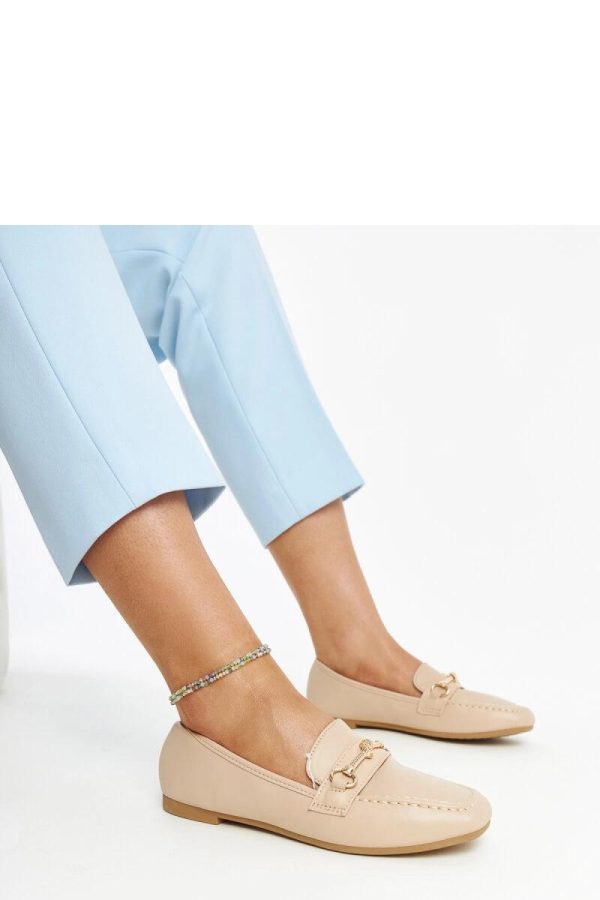 Beige Mocassin in Moccasins, Loafers with Fabric and Heel Height