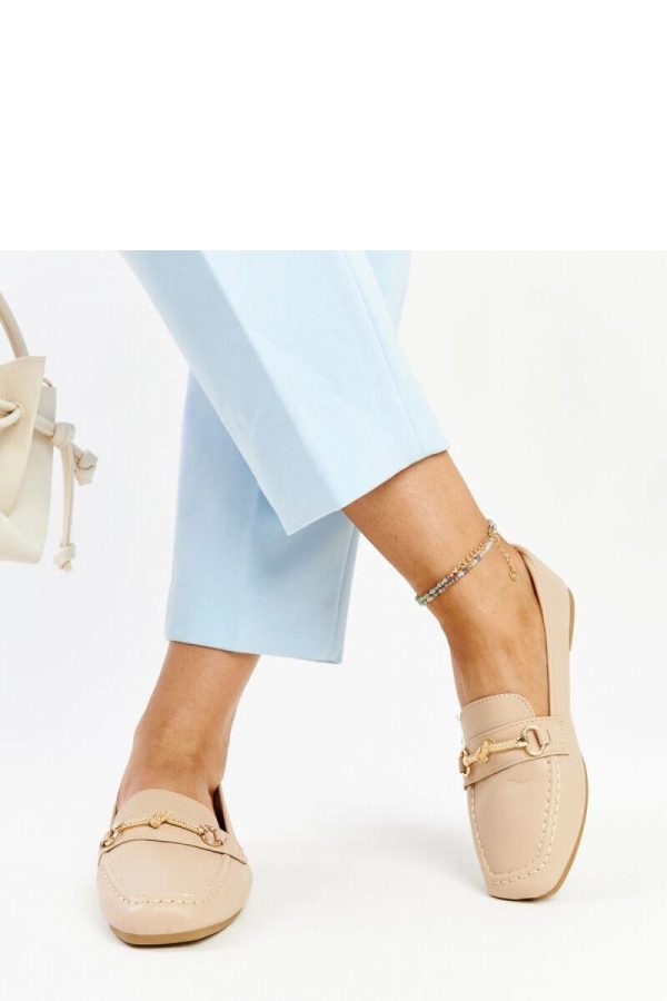 Beige Mocassin in Moccasins, Loafers with Fabric and Heel Height