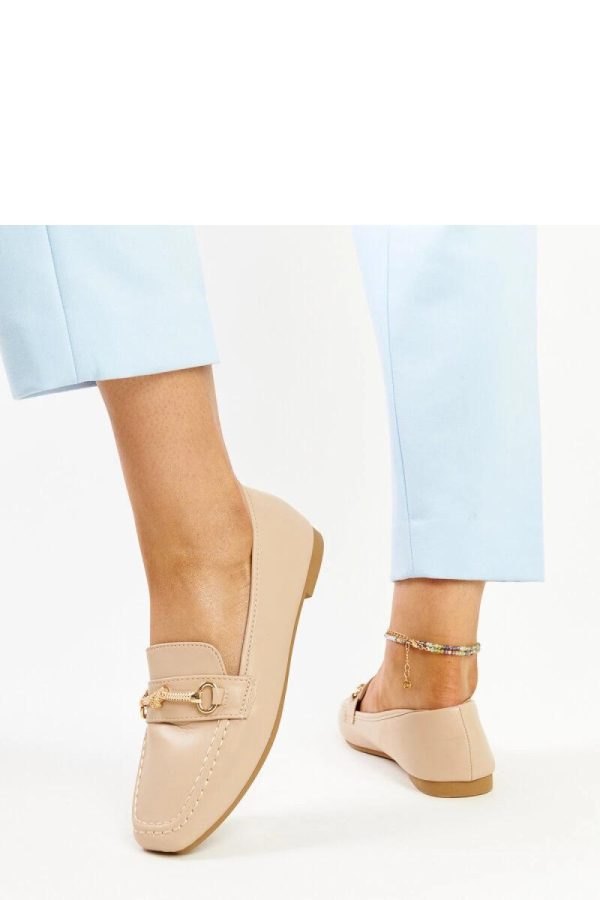 Beige Mocassin in Moccasins, Loafers with Fabric and Heel Height