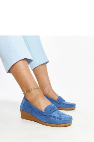 Blue Mocassin..Fabric and Heel Height