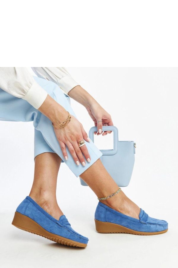 Blue Mocassin in Moccasins, Loafers with Fabric and Heel Height