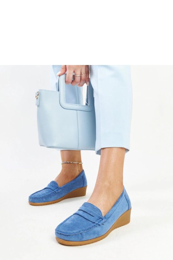 Blue Mocassin in Moccasins, Loafers with Fabric and Heel Height