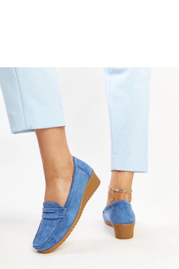 Blue Mocassin in Moccasins, Loafers with Fabric and Heel Height