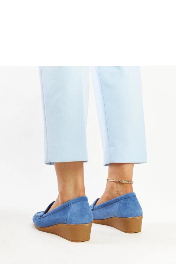 Blue Mocassin in Moccasins, Loafers with Fabric and Heel Height