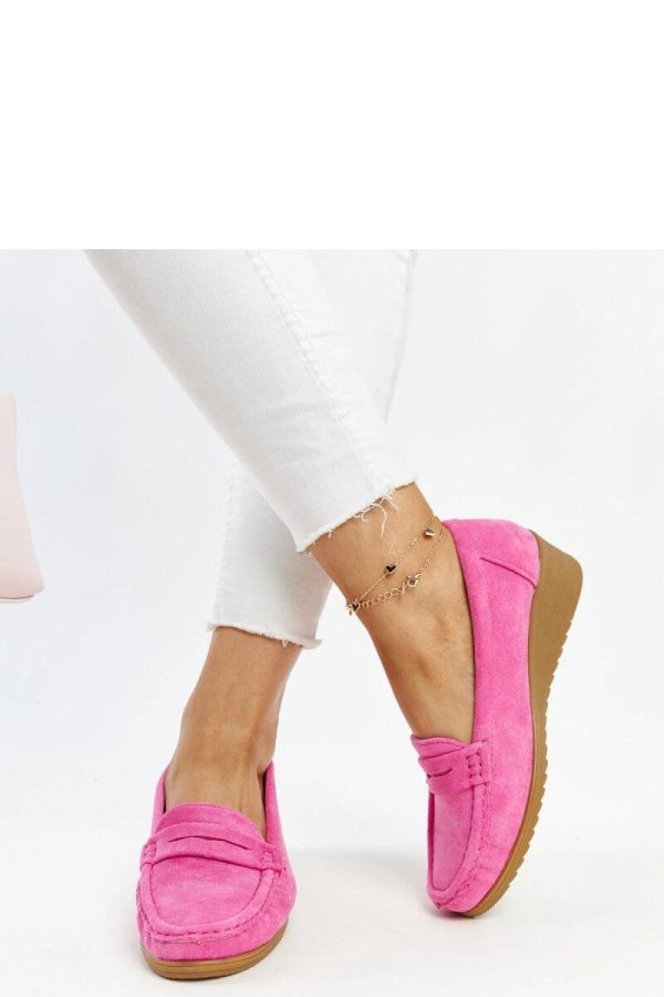 Pink Mocassin in Moccasins, Loafers with Fabric and Heel Height