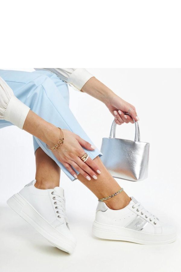 White Sport Shoes..Fabric and Heel Height