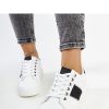 White Sport Shoes in Women`s Athletic Shoes, Trainers, Sneakers with Fabric and Heel Height