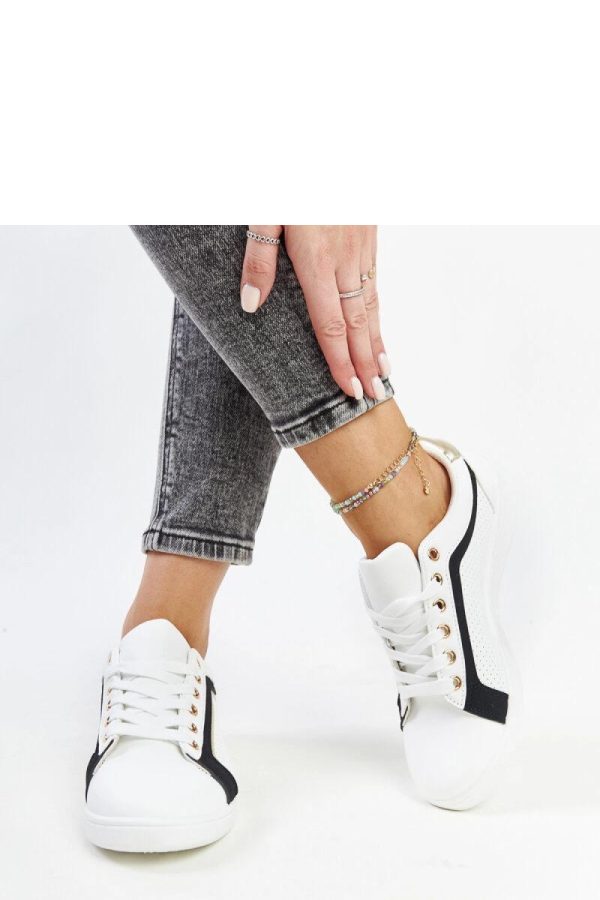 White Platform Sneakers in Women`s Athletic Shoes, Trainers, Sneakers with Fabric and Heel Height