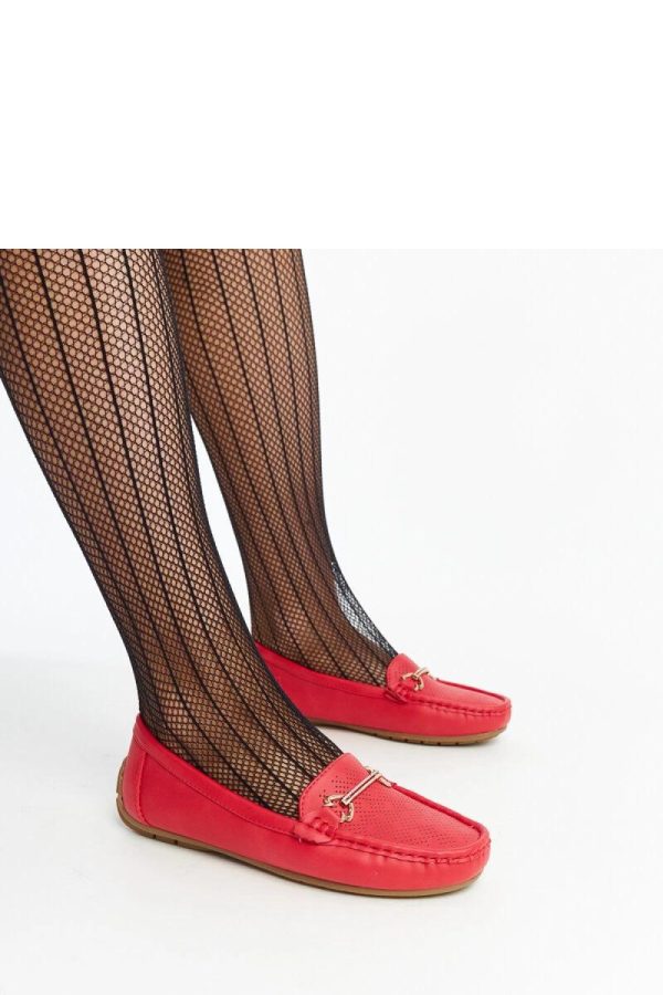 Red Mocassin in Moccasins, Loafers with Fabric and Heel Height