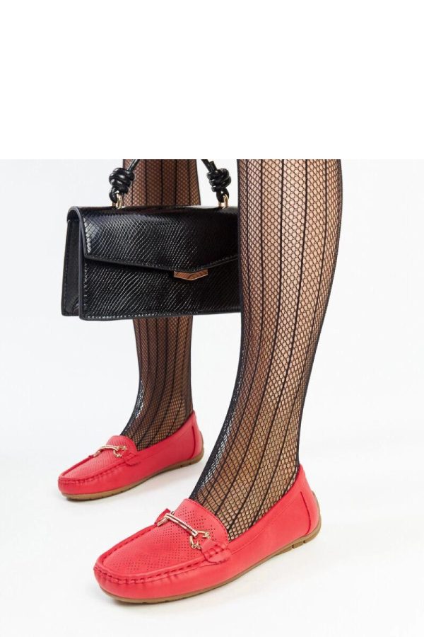 Red Mocassin in Moccasins, Loafers with Fabric and Heel Height