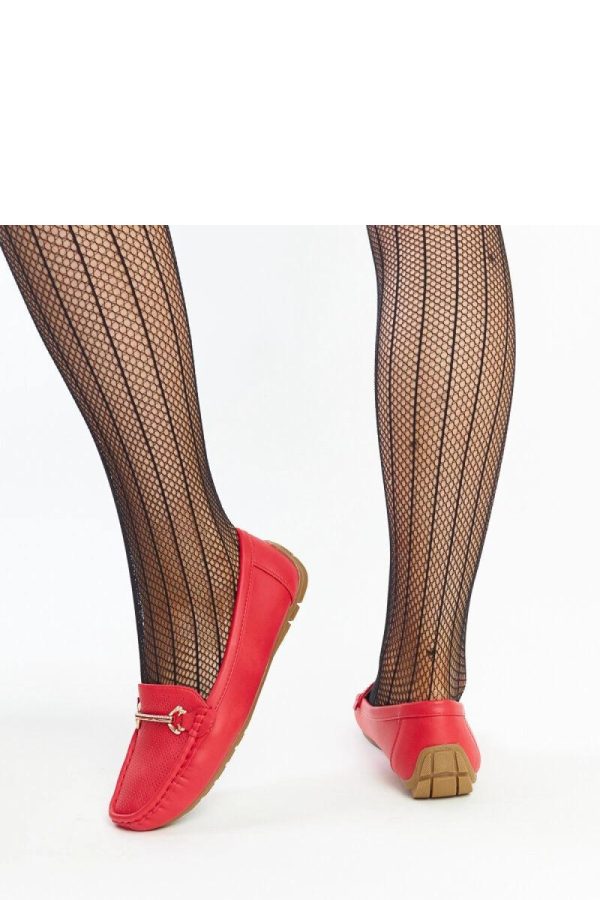 Red Mocassin in Moccasins, Loafers with Fabric and Heel Height