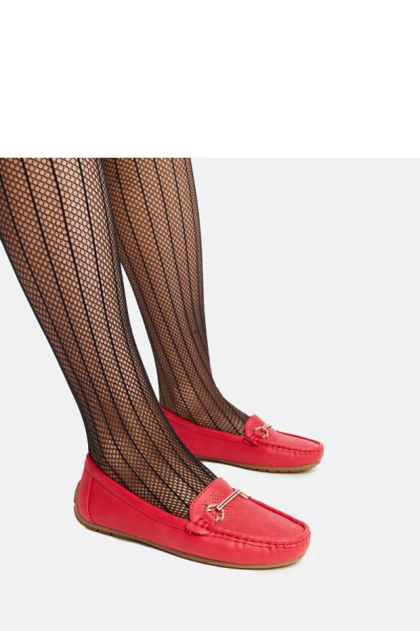 Red Mocassin in Moccasins, Loafers with Fabric and Heel Height
