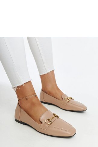 1061112 Beige Mocassin in Moccasins, Loafers with Fabric and Heel Height