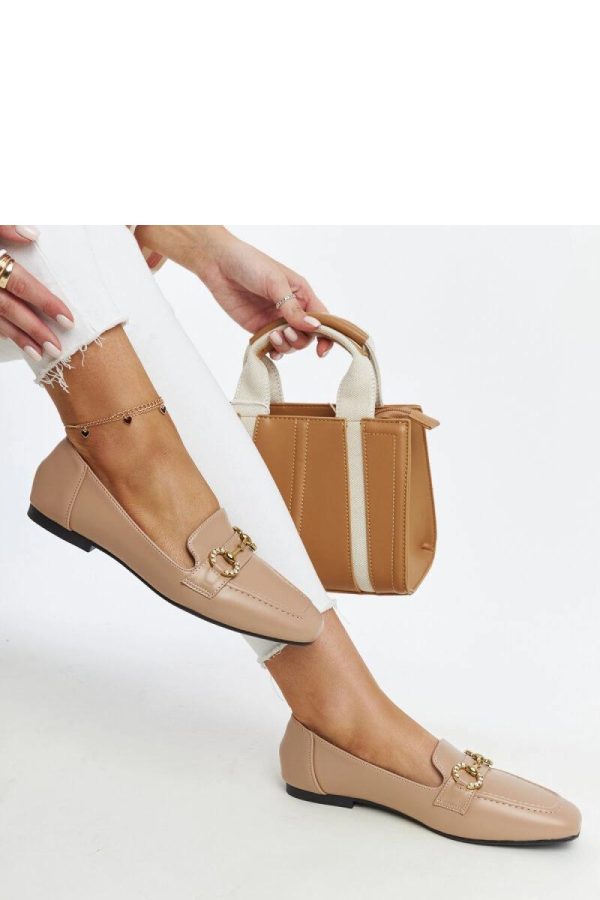 Beige Mocassin in Moccasins, Loafers with Fabric and Heel Height