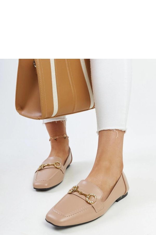 Beige Mocassin in Moccasins, Loafers with Fabric and Heel Height