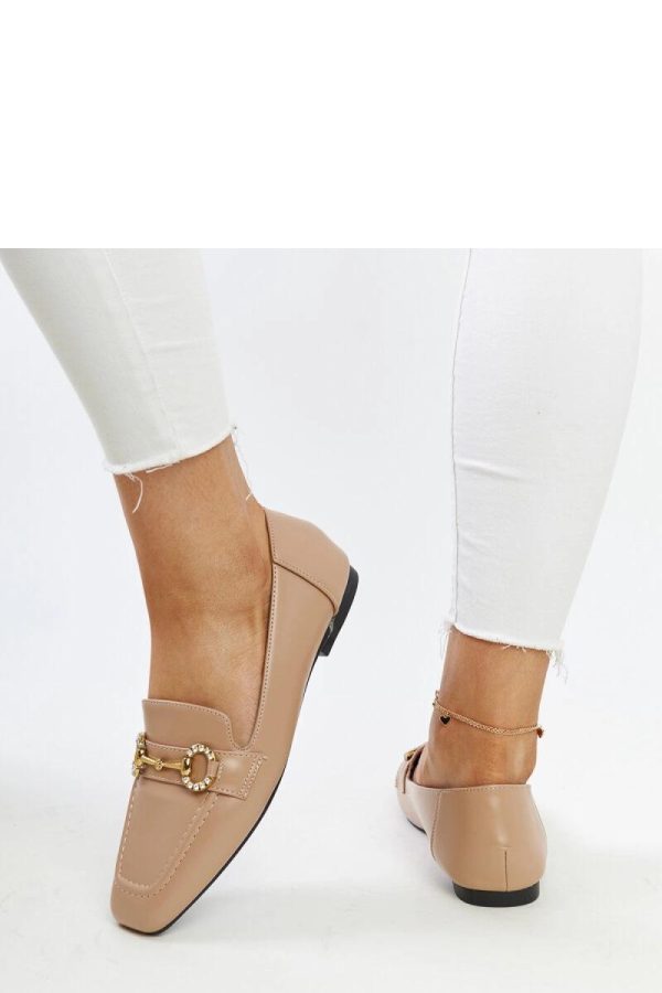 Beige Mocassin in Moccasins, Loafers with Fabric and Heel Height