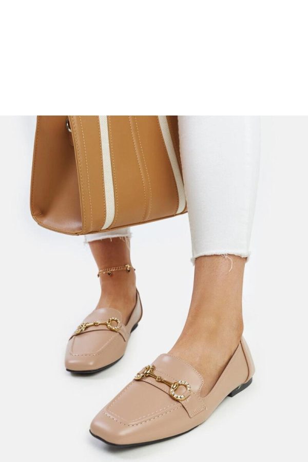 Beige Mocassin in Moccasins, Loafers with Fabric and Heel Height